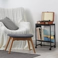 thumbnail image 4 of 2 Tier Record Player Stand End Table Vinyl Storage with Charging Station Wheels, 4 of 5
