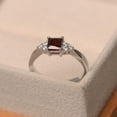 thumbnail image 2 of Garnet rings, princess cut red gemstone, January birthstone ring, promise, engagement ring, sterling silver, 2 of 3