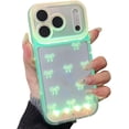 thumbnail image 1 of for iPhone 17 Series Vibrant LED Bowknot Phone Case, Built-in LED Colorful Glowing Cell Phone Cover for Women, Multiple Colors Flash Modes (Yellow, iPhone 17 Pro), 1 of 7