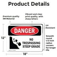 thumbnail image 2 of (2 Pack) No Trespassing Steep Grade OSHA Danger Sign 18 Inch X 12 Inch Vinyl Label Decal Sticker Weather Resistant, UV Protected for Workplace, Business, and Construction Site, Made in, 2 of 7