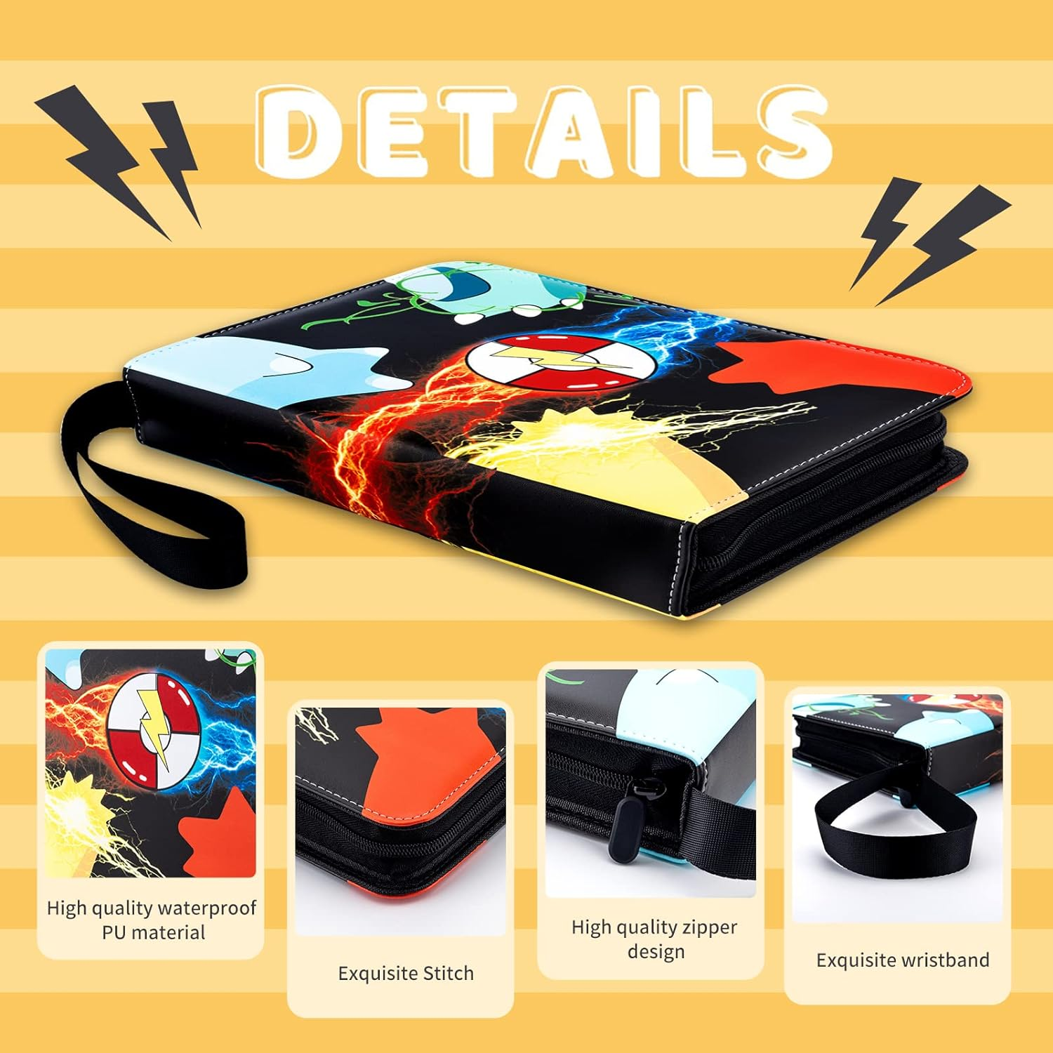 Trading Card Binder 9 Pocket,50-Page Double-Sided Storage Collection Book,Premium Card Binder 900 Pockets,3-ring Zipper Trading Card Holder is A Toys Gift for Girls and Boys(Black 9 pocket）