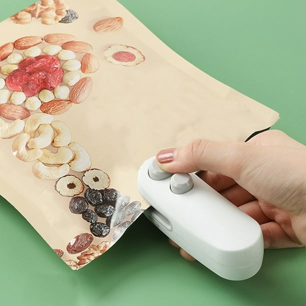 Electrodomésticos, Mini sellador de bolsas de papas fritas, Sellador térmico recargable con cortador e imán, Mini resellador de bolsas portátil para bolsas de papas fritas, Bolsas de plástico, Máquina