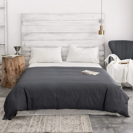 ZonLi 60''x80'' Grey Duvet Cover, Queen Size Removable Duvet Cover for