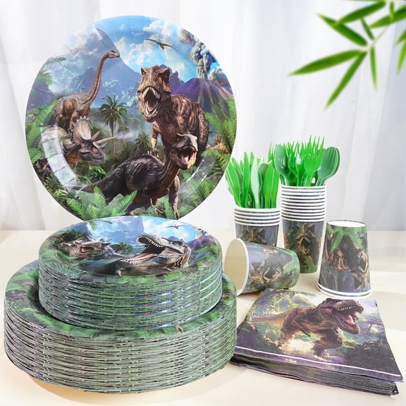 140 Pcs Dinosaur Theme Birthday Graduation School PARTY plate Napkins Supplies For 20 Guests
