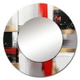 thumbnail image 2 of Designart "Cubic Abstract in Red and Gold I" Cubism Rund Mirror For Wall Decor - Large Red Round Print Mirror - Round Mid-Century Mirror 29" x 29" Inch - Wall Mounted Round Large Mirror, 2 of 5