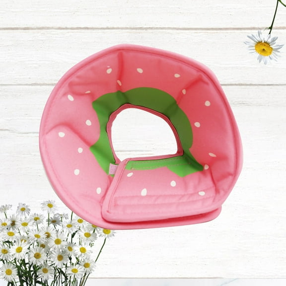 TABLZONE Pet Neck Collar Pink Anti-Bite Puppy Recovery Dog Neck Circle with Fruit Pattern