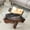 Transparent + Walnut + MDF+glass, variant on Luckynote Circular glass coffee table, 33.4-inch modern and distinctive design tea table. Tempered glass countertop, wood colored MDF table legs. Suitable for living rooms and farmhouses