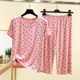 thumbnail image 2 of Bovxnpu Women's Pajamas Set Cotton Loose Floral Short Sleeve Capris Pants Pajamas Set, 2 of 6