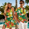 thumbnail image 3 of Jeiento Tropical Flowers Couples Vacation Outfits Matching Sets Mens Shirts Hawaiian Dresses for Women Luau Party Sleeveless Tiered Mini Tank Dress Hawaiian Couples Matching Outfits, 3 of 6