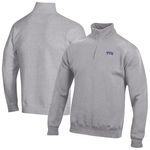 Men's Gray TCU Horned Frogs Big Cotton Quarter-Zip Sweatshirt