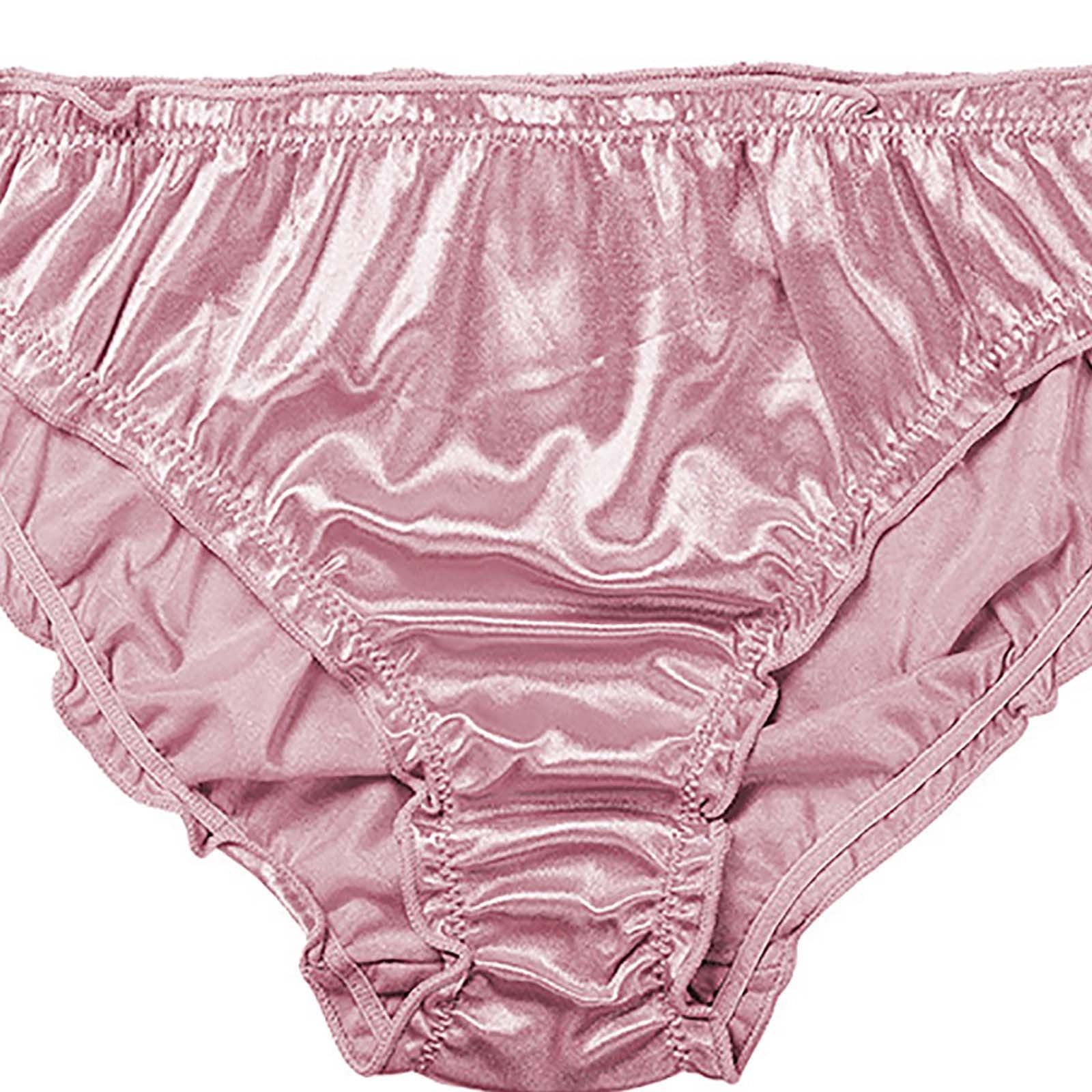 Floleo Clearance Women's Sexy Satin Panties Mid Waist Wavy Cotton Crotch  Briefs