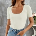thumbnail image 2 of Ruyang Women's Basic Crop Tops Short Sleeve Square Neck T Shirt Top Tops Women Casual Slim Fit T-Shirt Streetwear S-3XL, 2 of 6
