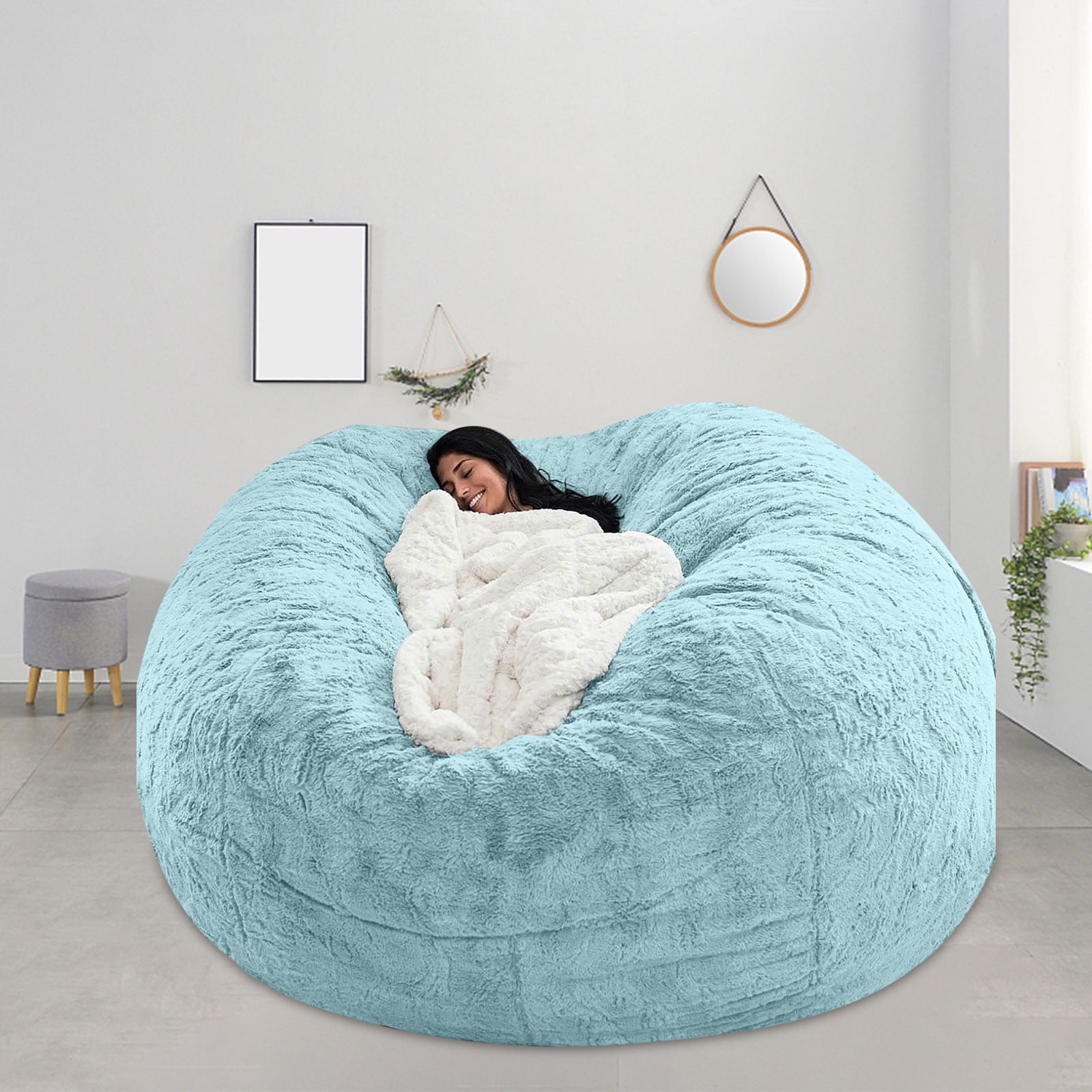Taicans Bean Bag Cover (No Filler) Soft Faux Fur Stuffed Animal Bean Bag Storage,Velvet Bean Bag Chair Cover,Fluffy Plush Bean Bag Chair Cover Washable,Comfy Bean Bag Covers for Adults Kids Teen,71in