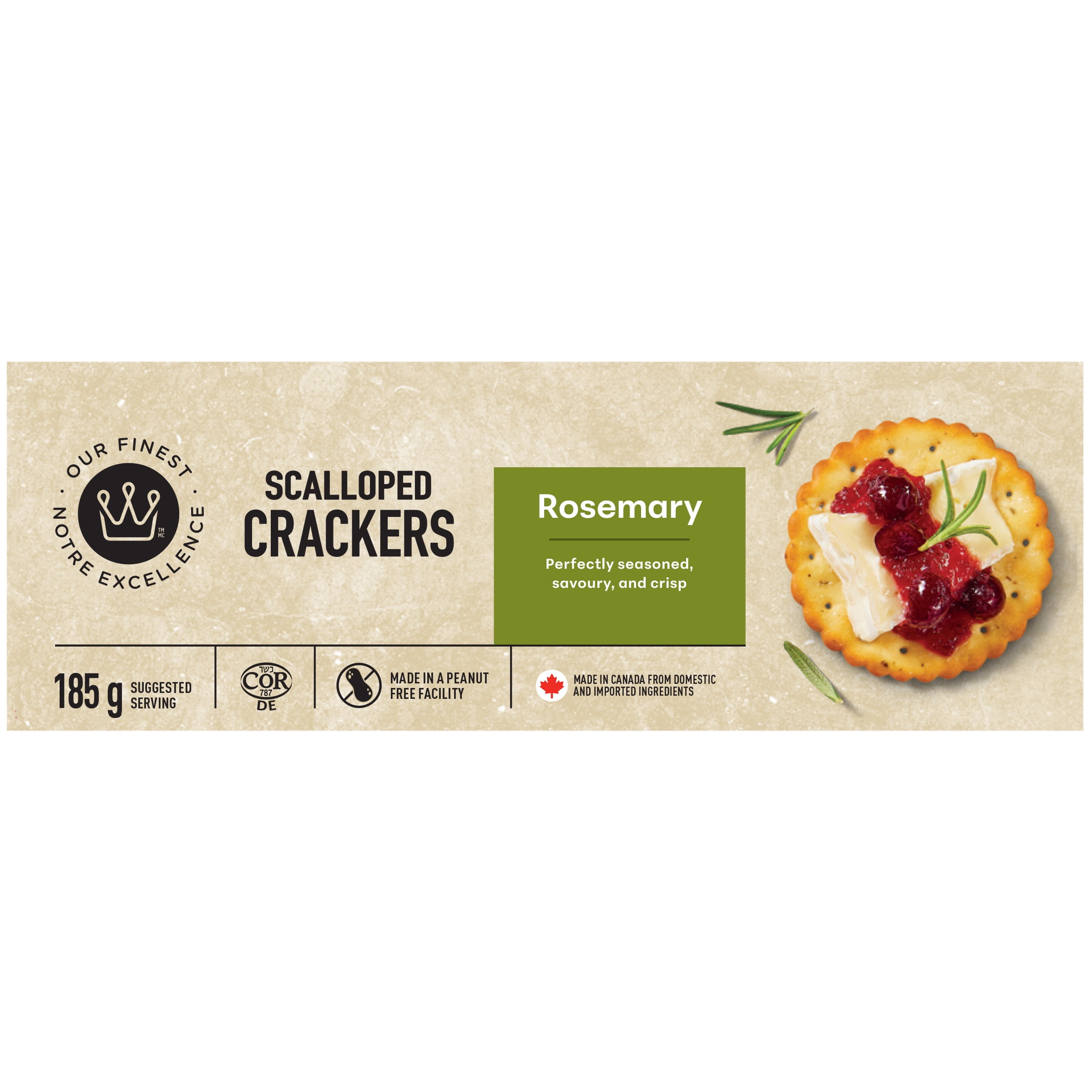 Our Finest Rosemary Scalloped Crackers, 185 g