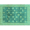 thumbnail image 1 of Ahgly Company Machine Washable Indoor Rectangle Oriental Turquoise Blue Modern Area Rugs, 5' x 8', 1 of 4