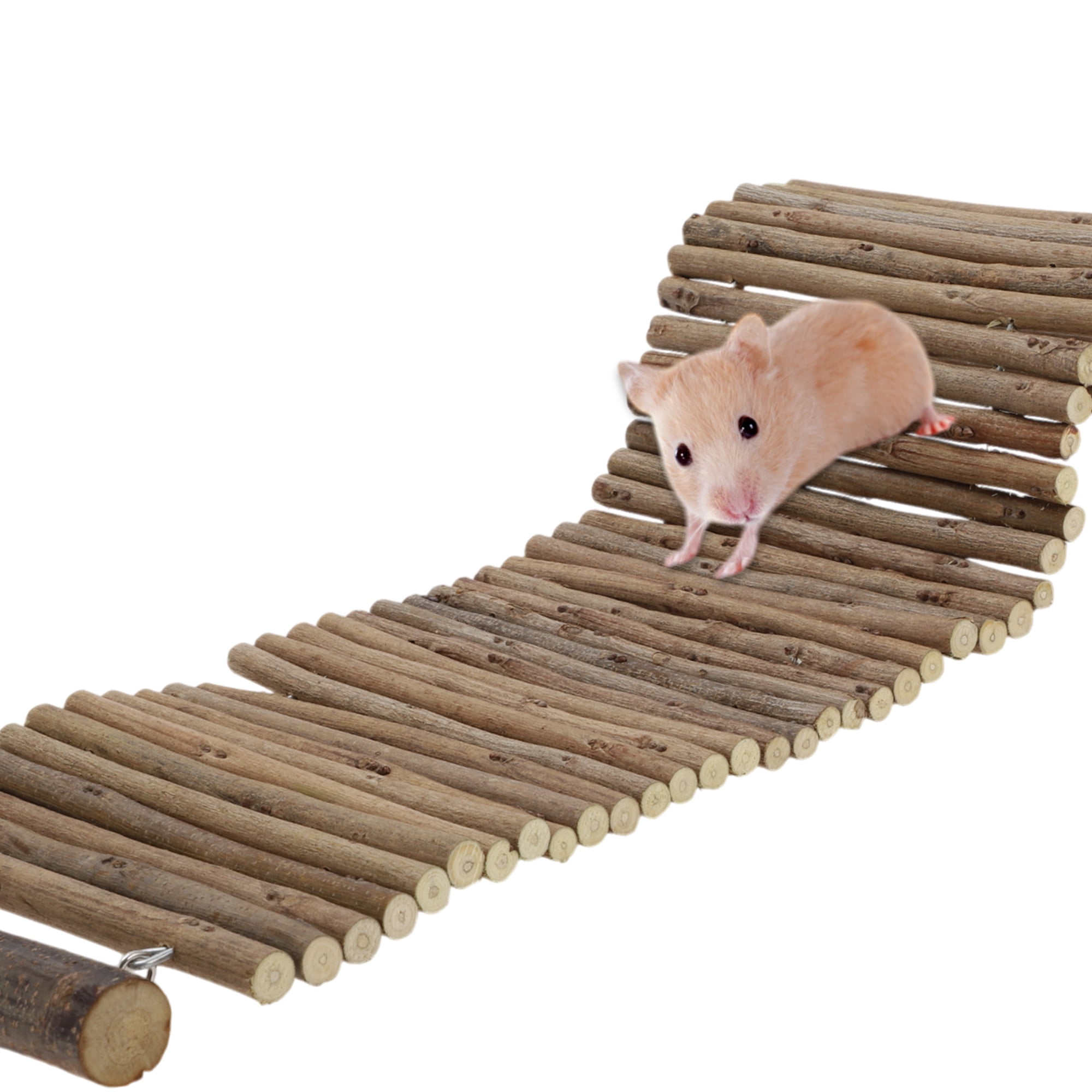 Unique Bargains Hamster Bridge Flexible Bendy Climbing Ladder Hanging Wooden Hamster Stairs 20.08"L x 5.91"W Wood Color