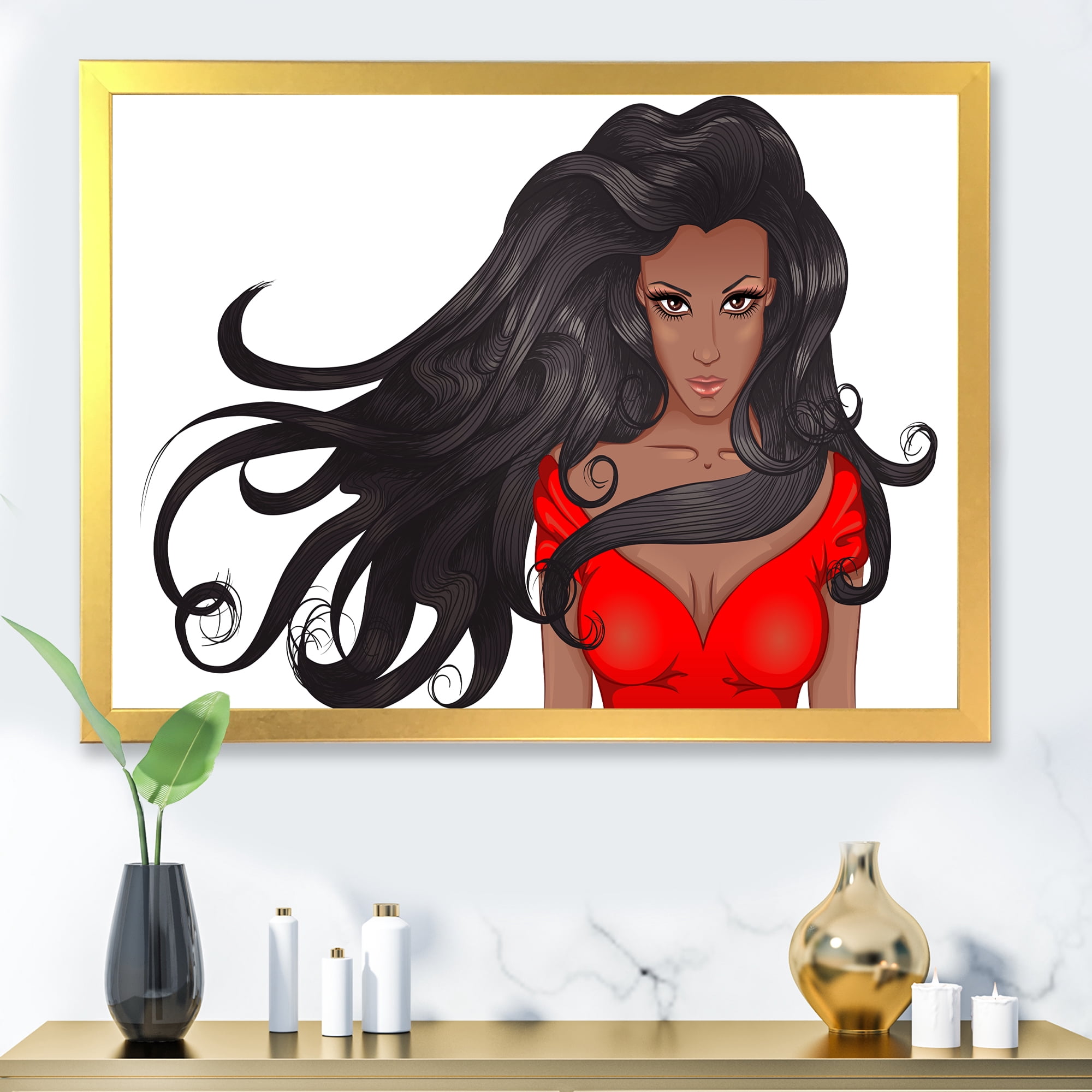 Designart 'Portrait of African American Female XIV' Modern Framed Art Print