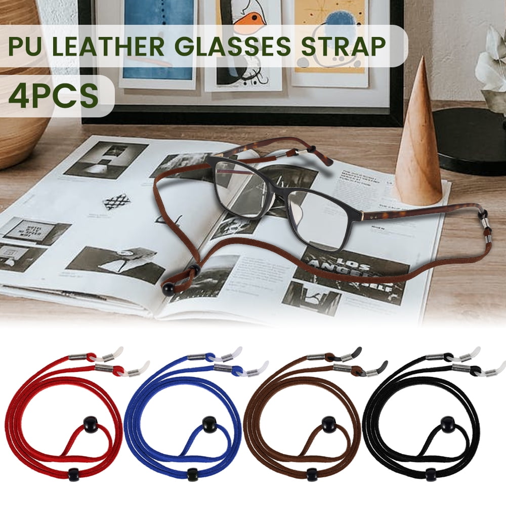 BetterJonny Adjustable Non-Slip PU Leather Eyeglasses Straps Eyeglass Cords Retainer Multicolor 8pcs Glasses Strap