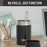 Thermos 16oz Vacuum Insulated Food Jar with Full Size Spoon, Black, Ideal Use for Workday Meals and Travel, Made for Portable Food Storage