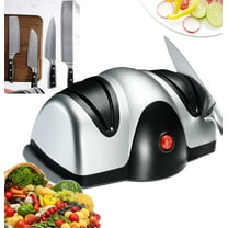 Electric Kitchen Knife Sharpener - Professional Knife Sharpener for Straight Edge Knives - 2 Stage Knife Sharpener with Sapphirite Wheels - Repair, Restore & Polish Blades & Cutters - Black