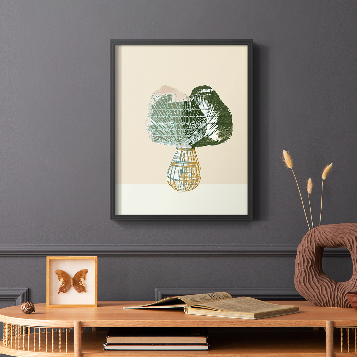 Woven Tropical Leaf II Framed Print - Solid Wood in Single Picture Frame Solid Wood 2 Framed Print
