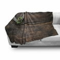 thumbnail image 2 of Clover Soft Flannel Fleece Throw Blanket, Rusty Horseshoe Shamrock on Weathered Wooden Backdrop, Cozy Plush for Indoor and Outdoor Use, 70" x 90", Grey Seal Brown, by Ambesonne, 2 of 5