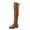 Brown, variant on Brown Women Casual Wrap Around Belt Knee High Boots Mid Heel Fashion Fall Winter Comfortable Wearable Everyday Booties