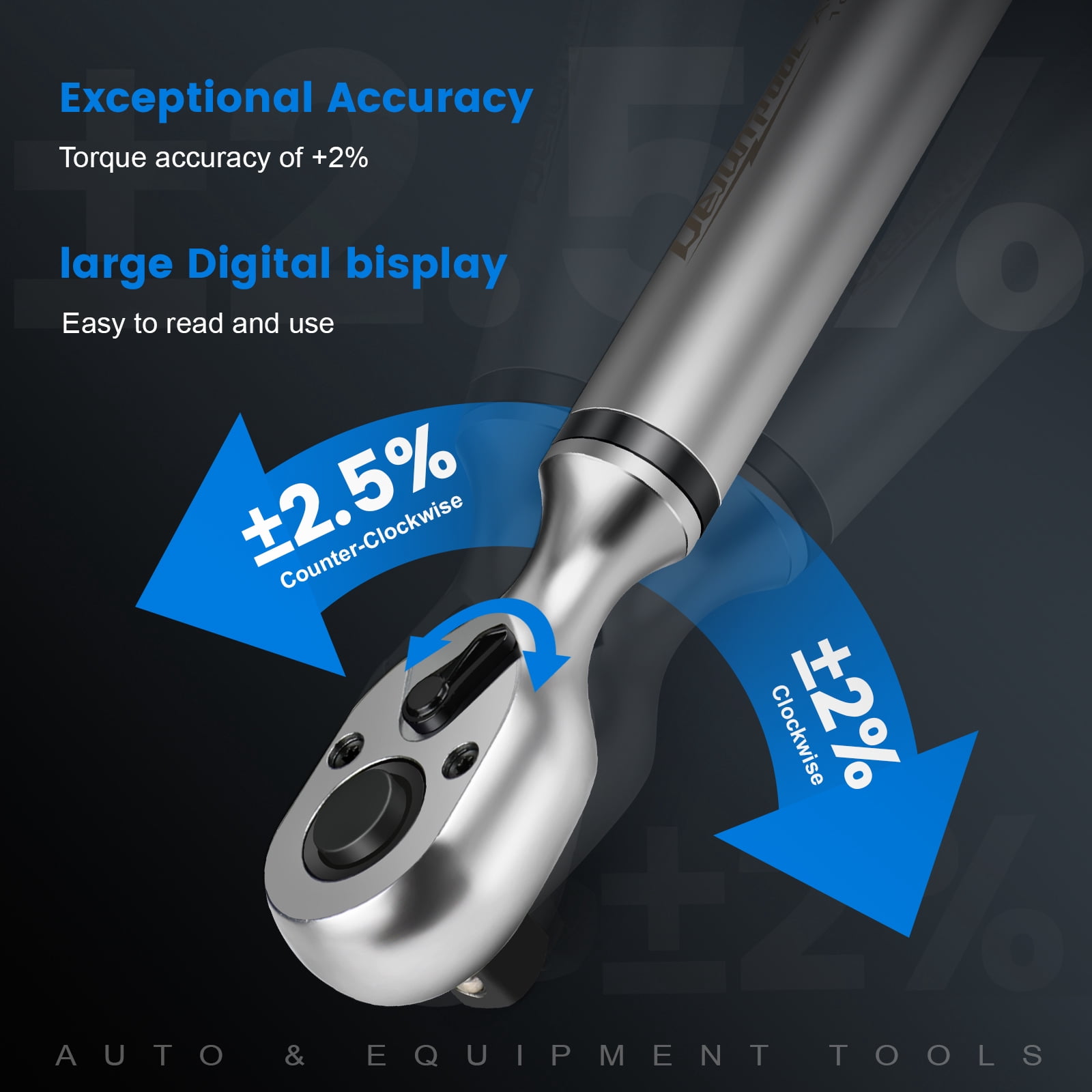 Digital Display Torque Wrench 1/2 inch 10-200NM with 5/16 inch,7/20 inch,3/8 inch,7/16 inch,16/32 inch Adapter