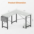 thumbnail image 3 of CONCETTA 49 Inch Modern L Shaped Computer Desk with Lower Storage Shelf & Side Bag, Two-Way Convertible Corner Gaming Table for Home Office, White, 3 of 8
