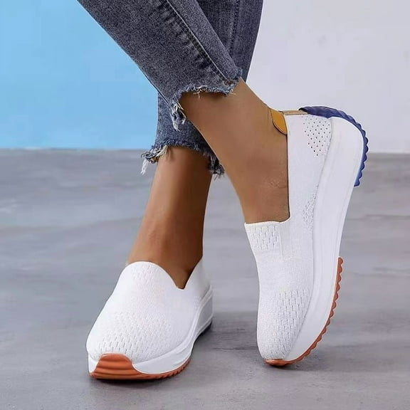 Slip On Shoes Women Comfortable Arch Support Walking Shoes Mesh Tennis Running Gym Athletic Fashion Sneakers Clearance Sale