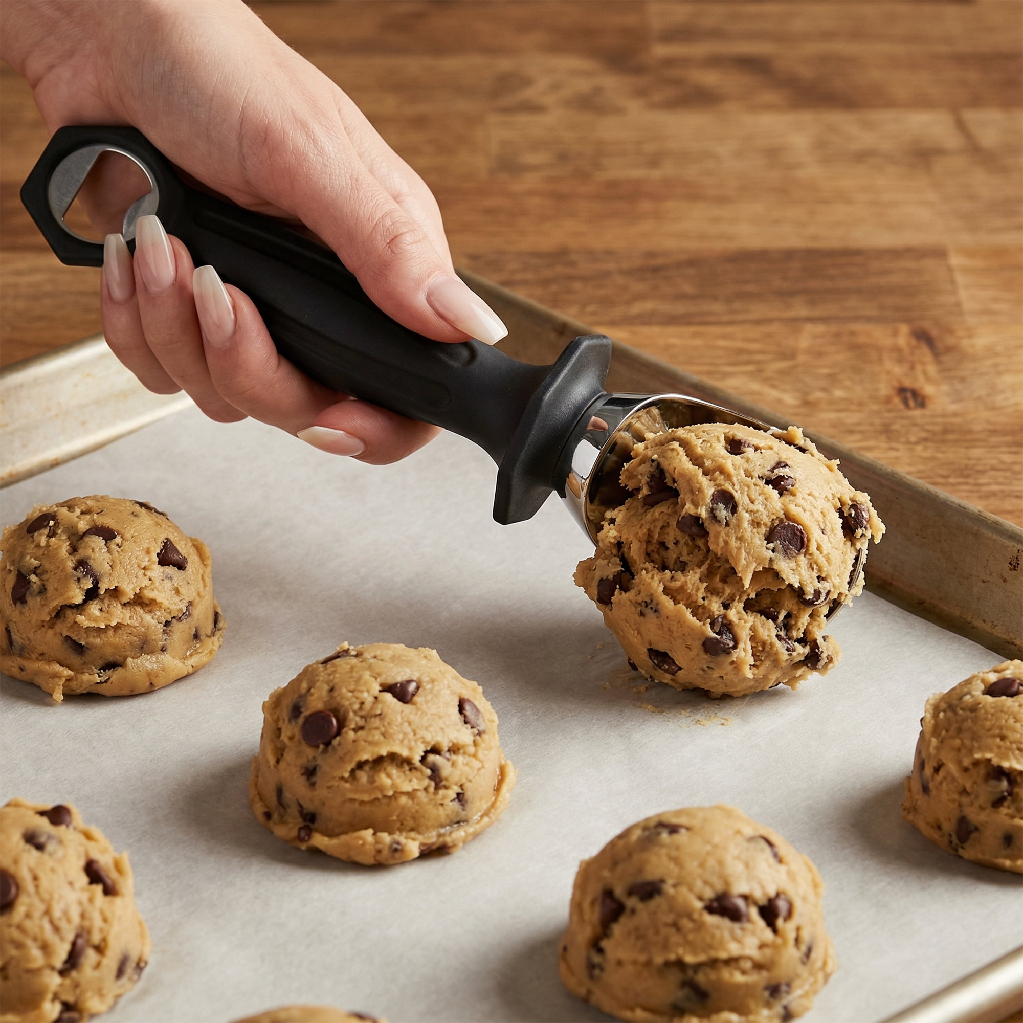 Unique Bargains Zinc Ice Cream Scoop with Ergonomic Handle for Gelato Black 8.7in
