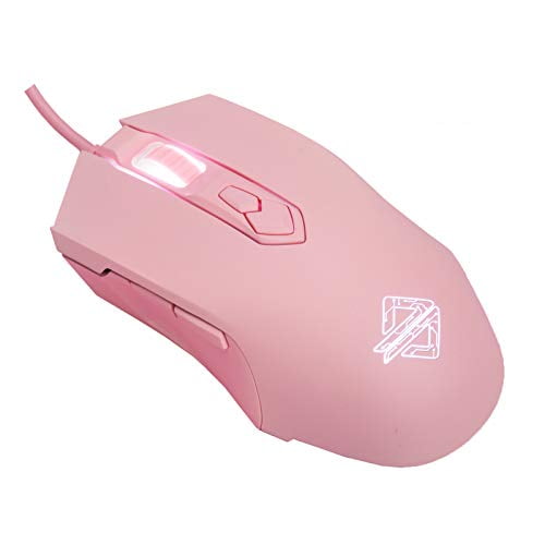 Lomiluskr Souris de Jeu Filaire RGB AJ52, 7 Boutons Programmables, Souris d'Ordinateur avec Éclairage RGB, 200-4800 DPI Réglable, pour PC/ordinateur Portable (Rose)