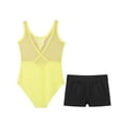 thumbnail image 6 of Sinleey Girls Mesh V-Neck Ballet Dance Leotard Outfits Gymnastics Athletic Bodysuit with Shorts Yellow 10, 6 of 7