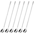 thumbnail image 1 of WORGEOUS 6 piezas Cuchas mezclando cucharadas de acero inoxidable baras de barra de cuchara larga cuchara espiral cucharas de agitación, 1 of 8