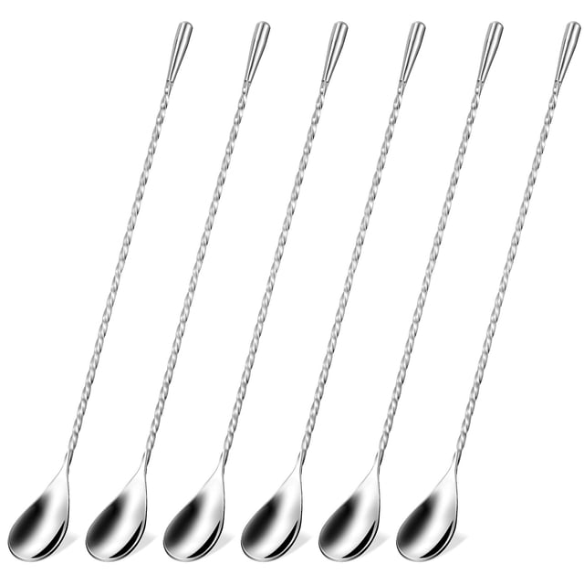 WORGEOUS 6 piezas Cuchas mezclando cucharadas de acero inoxidable baras de barra de cuchara larga cuchara espiral cucharas de agitación