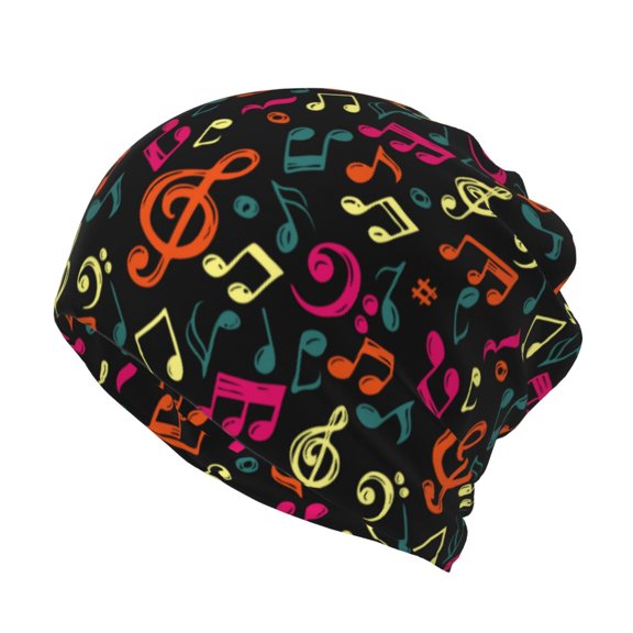 Rateoe Music Notes Cotton Slouchy Beanie Hat for Men/Women,Lightweight Oversize Large Thin Skull Cap Night Sleeping Cap