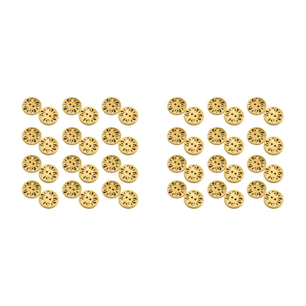 Kearding 50 piezas botón de hueco Color sólido decorativo reemplazo chaqueta tejer sujetador accesorios Beige amarillo beis 2Conjunto