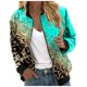thumbnail image 1 of Gibobby Chaquetas ligeras diarias informales para mujer, chaqueta informal ligera con cremallera, abrigo con estampado Floral, cuello levantado, prendas de vestir deportivas (Verde, L), 1 of 5