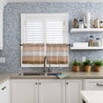thumbnail image 6 of Kitchen Curtains Valance and Tiers 3 Piece Set, Brown Ombre Retro Farm Gradient Wood Grain Short Window Treatments Rod Pocket Tier and Valance for Cafe Laundry Room Bathroom Decor 36-Inch Tier Set, 6 of 6