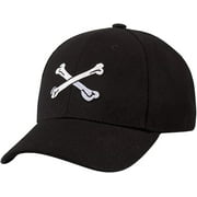 WoWstyle Embroidered Cross Bones Baseball Cap Plain Black Curved Brim Snapback Hats