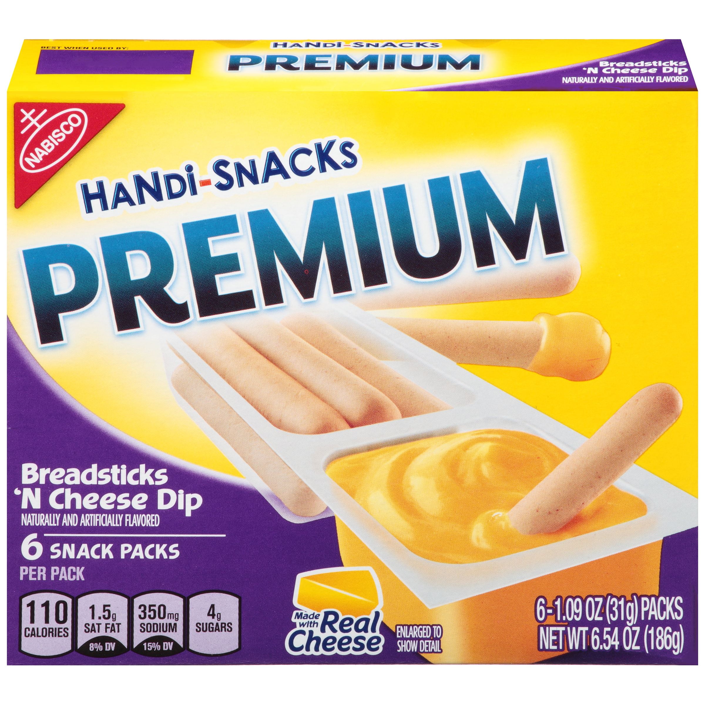 Nabisco HandiSnacks Premium Breadsticks 'N Cheesy Dip Snack Packs, 1.