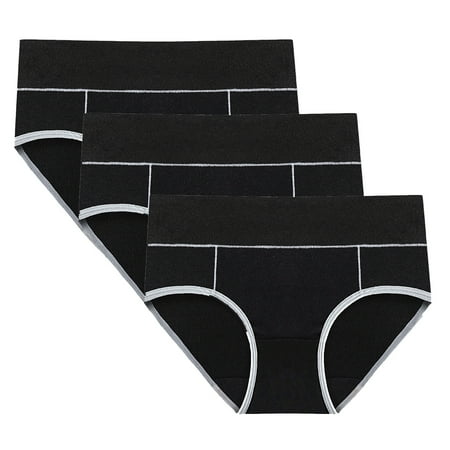 ATOYSOY Women s Period Underpants Plus Size Hip Lifting Cotton Panties  3 Pack Multipack Shapewear Control Briefs for Ladies Stretchy Clearance Solid Leak Proof Panty Comfy Black XXXL