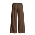 thumbnail image 4 of SONXAHE Tween Girls Drawstring Pants Striped Loose Fit Casual Wide Leg Sports Sweatpants for Kids,Coffee, 4 of 5