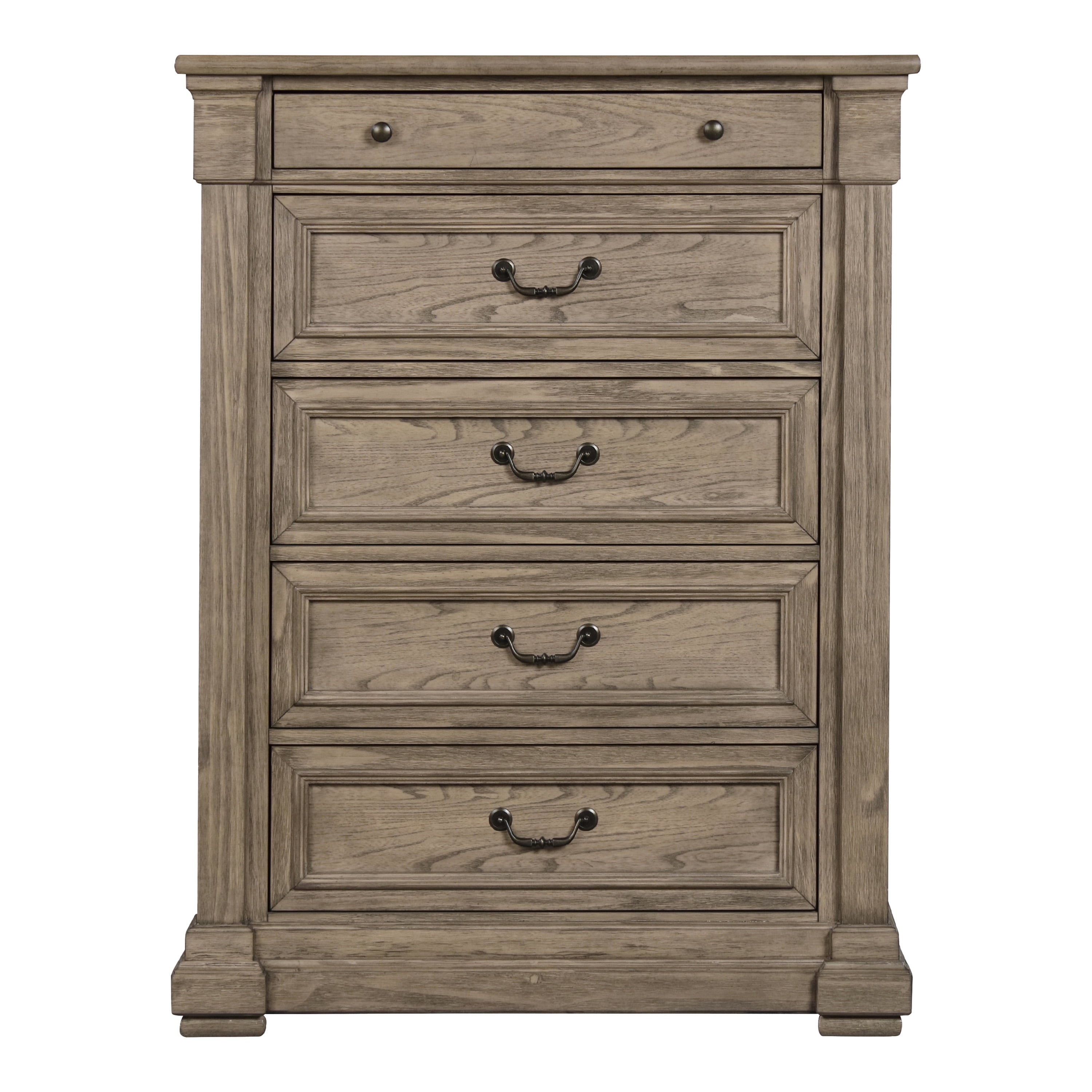 Furniture of America Quenai Modern 5-Drawer Solid Wood Adult Vertical Dresser, Weathered Gray