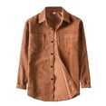 thumbnail image 2 of Lroveb Men's Casual Solid Corduroy Shirt Long Sleeve Pocket Turn-Down Collar Top Mens Top, 2 of 7