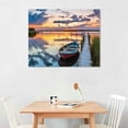 thumbnail image 2 of COMIO Modern Nature Sunrise Gallery Artwork Relaxing Long Pier Sand Scenery Prints Large Boat Shore Scene Picture Colorful Mountain Sunset Painting for Living Room, 2 of 4
