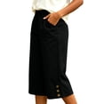 thumbnail image 5 of Besolor Wide Leg Capri Pants for Women Casual Loose Lightweight Breathable Hem Button Elastic Waisted Capris with Pockets, 5 of 6