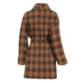 thumbnail image 2 of Dark Brown Check Pattern Women Bathrobe One Size Univeral Fits, Checkered Caro Plaid Tartan Fashion Lightweight Plush Fleece Long Robe For Women, 2 of 3