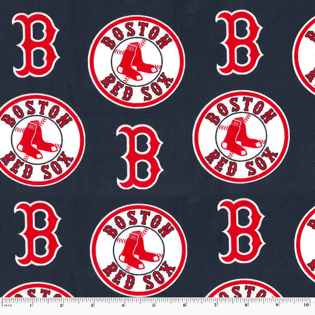 Boston Red Sox 58" 100% Cotton Logo Sports Sewing & Craft Fabric 10 yd By the Bolt, Blue, Red and White