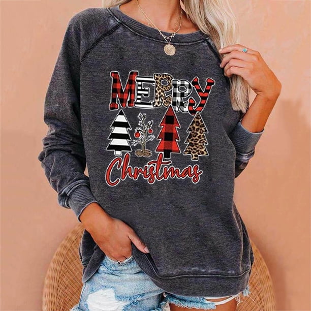 Pntutb Tops de mujer Impreso Media cremallera Fuzzy Fleece Neck Sudadera de manga larga Pullover tops Blusa Navidad Casual Suéter Camisas Tee Blusa Pntutb Pntutb-7147